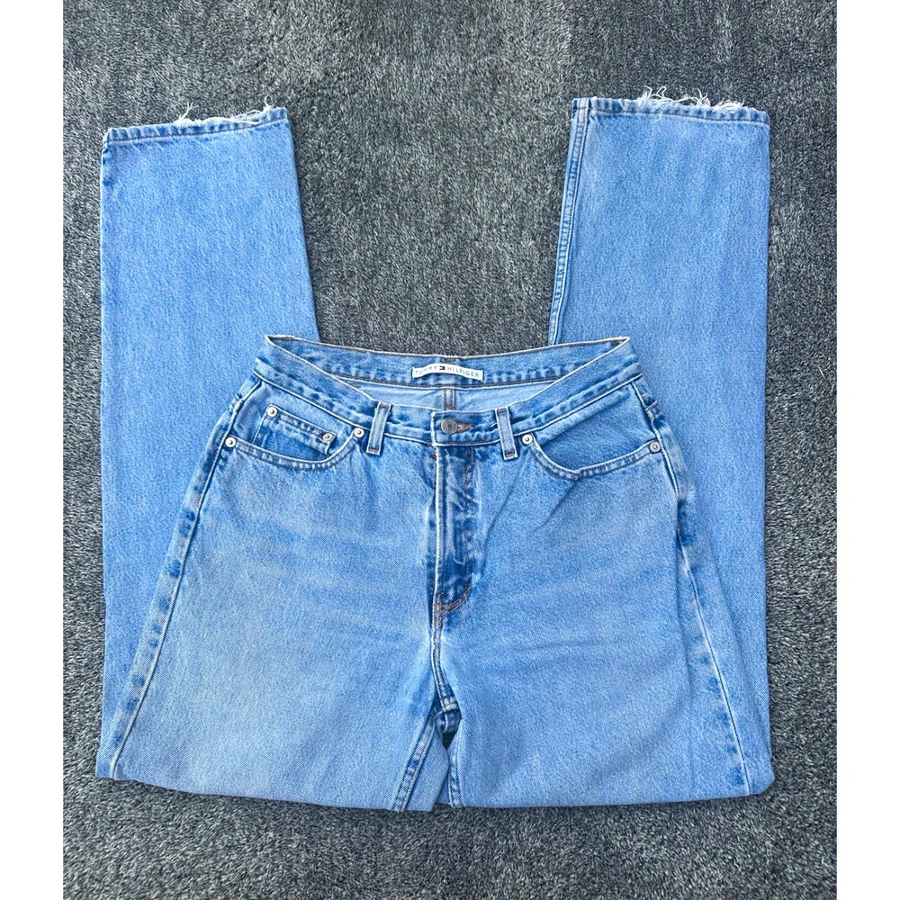 Vintage Tommy Hilfiger Jeans Size 8 28x32 Light Wash Y2K 90s Baggy Straight Leg